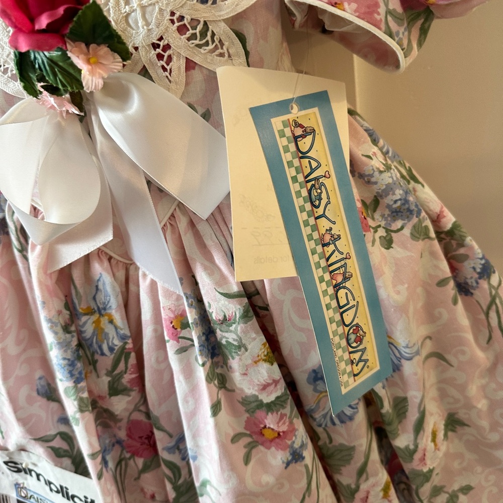 Daisy Kingdom vintage pristine Floral Puff Sleeve Dress with Lace Collar - Picture 6 of 10
